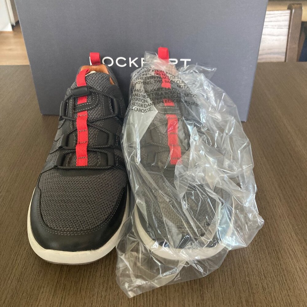 BRAND NEW ROCKPORT MEN'S GREY BLACK GHILLIE C10786 SHOES - Size 9.5 W US